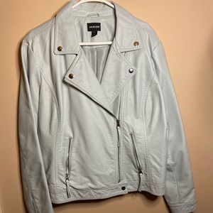 Powder blue faux Leather Jacket